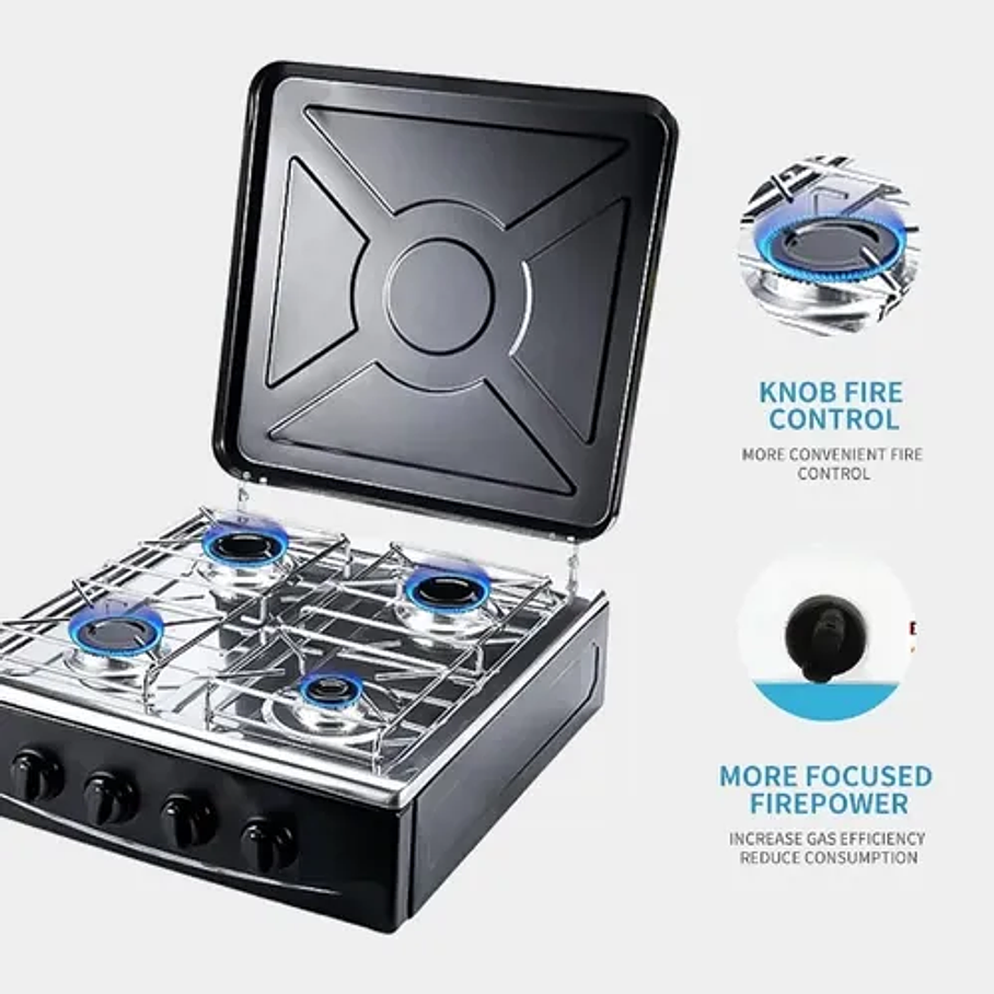 Cocinas Gas Cocina Encimera Gas Cocina Gas Cocina 4 Platos Color Negro Sobremesa 3