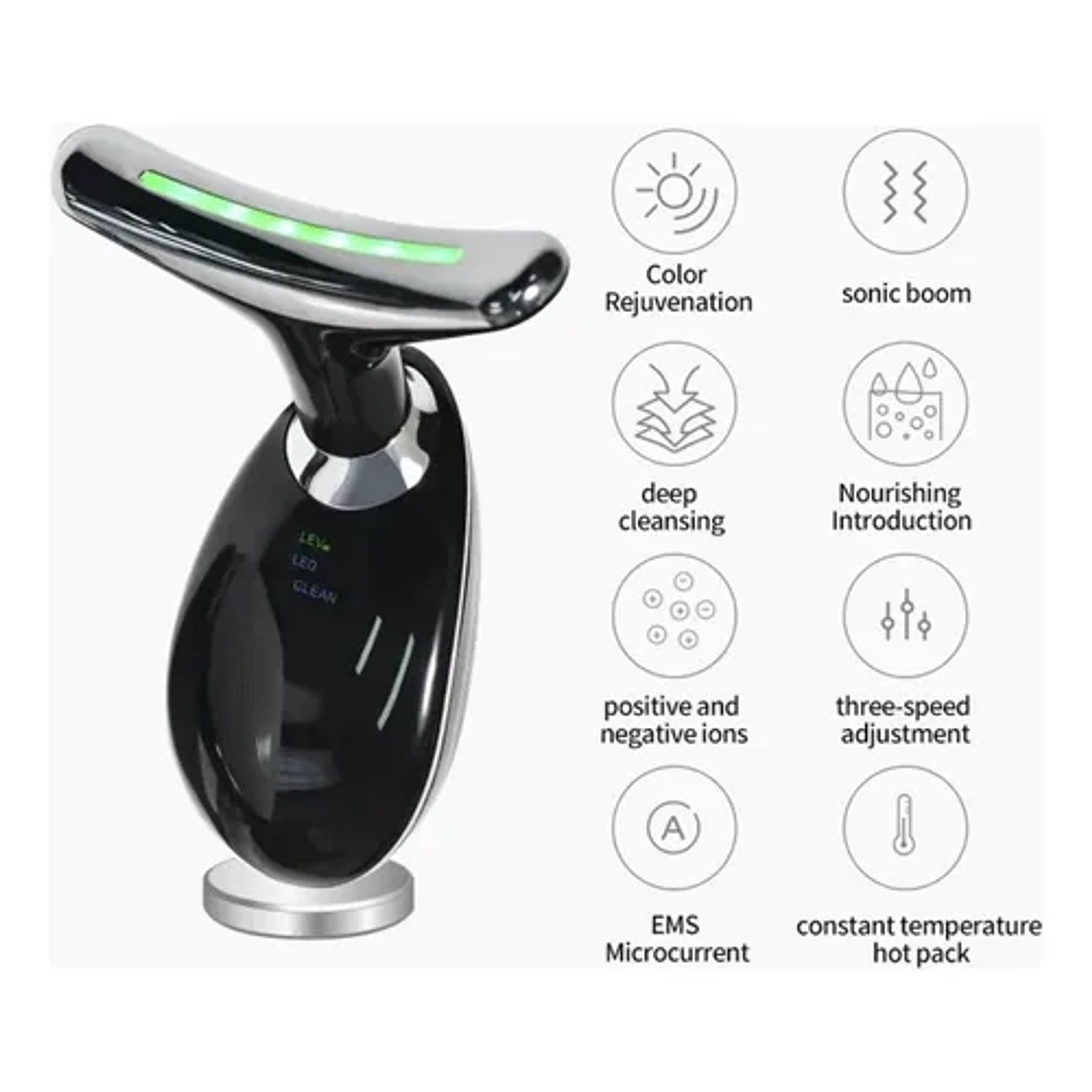 Masajeador Eléctrico Portátil Para Cuerpo Entero Genérica Led Facial Massageador Negro 7