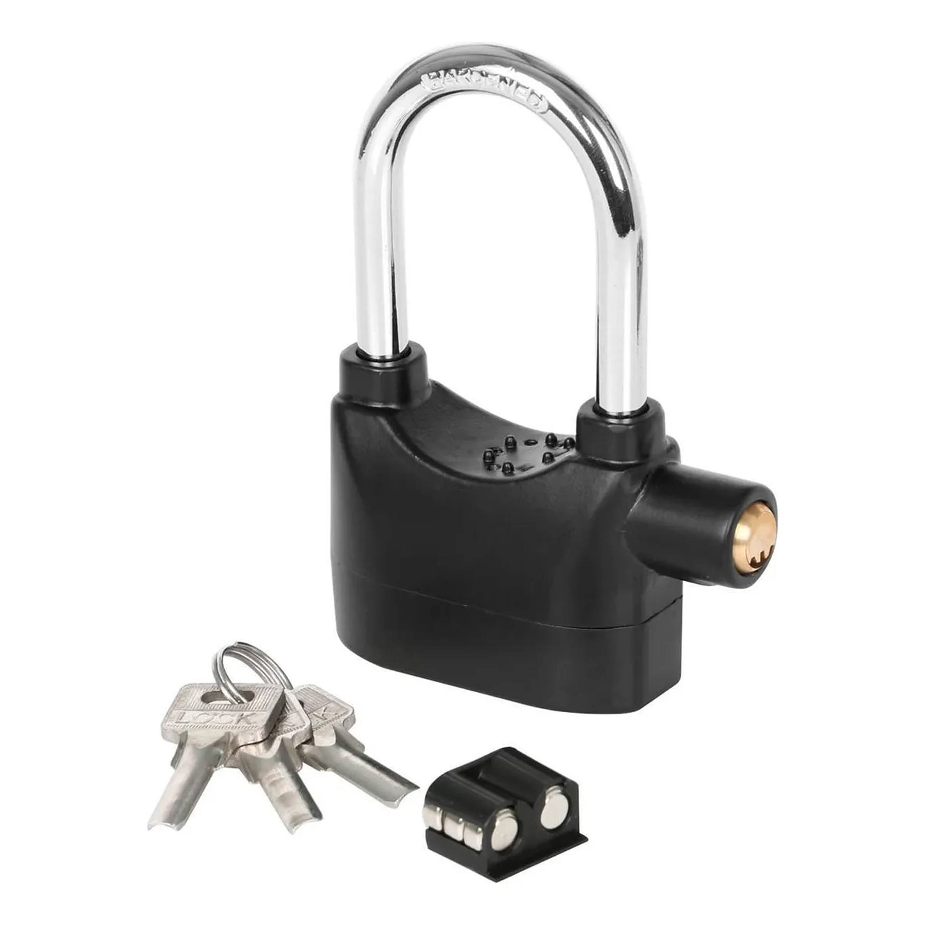 Candado Con Alarma De Sonido Con Disco Antirrobo a Pilas 3 Juego de Llaves 2