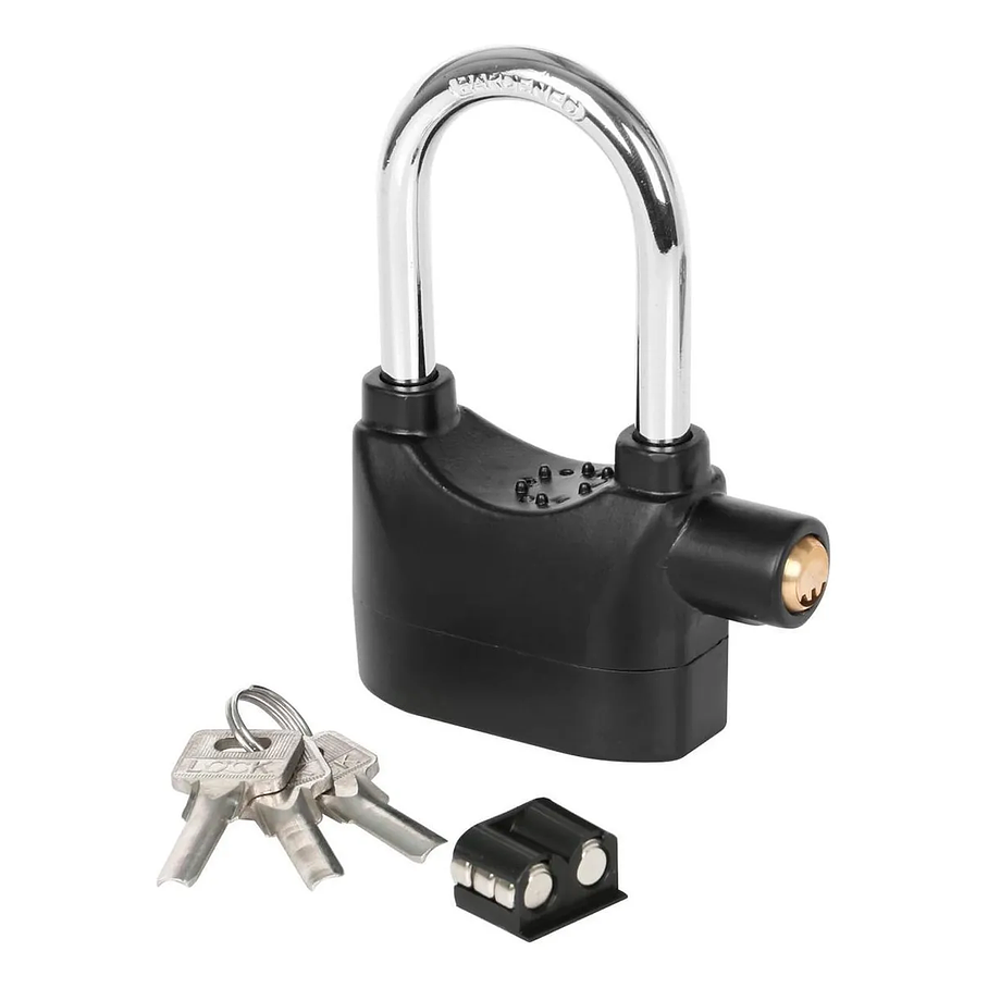 Candado Con Alarma De Sonido Con Disco Antirrobo a Pilas 3 Juego de Llaves 2