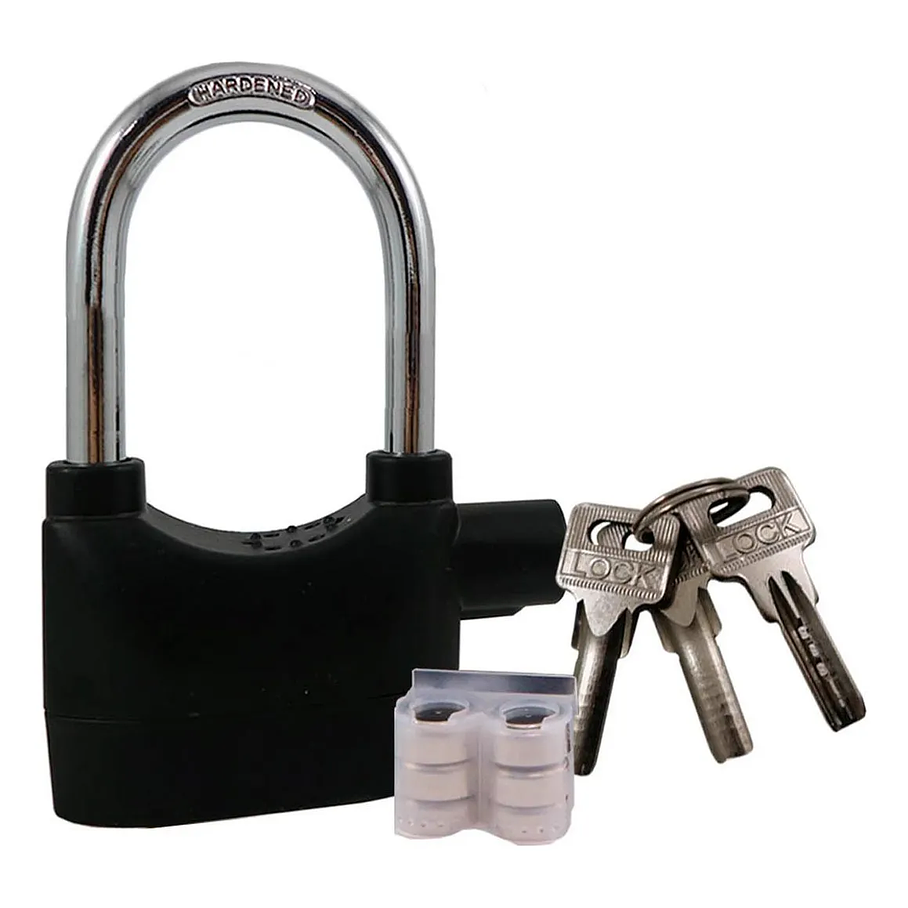 Candado Con Alarma De Sonido Con Disco Antirrobo a Pilas 3 Juego de Llaves 3