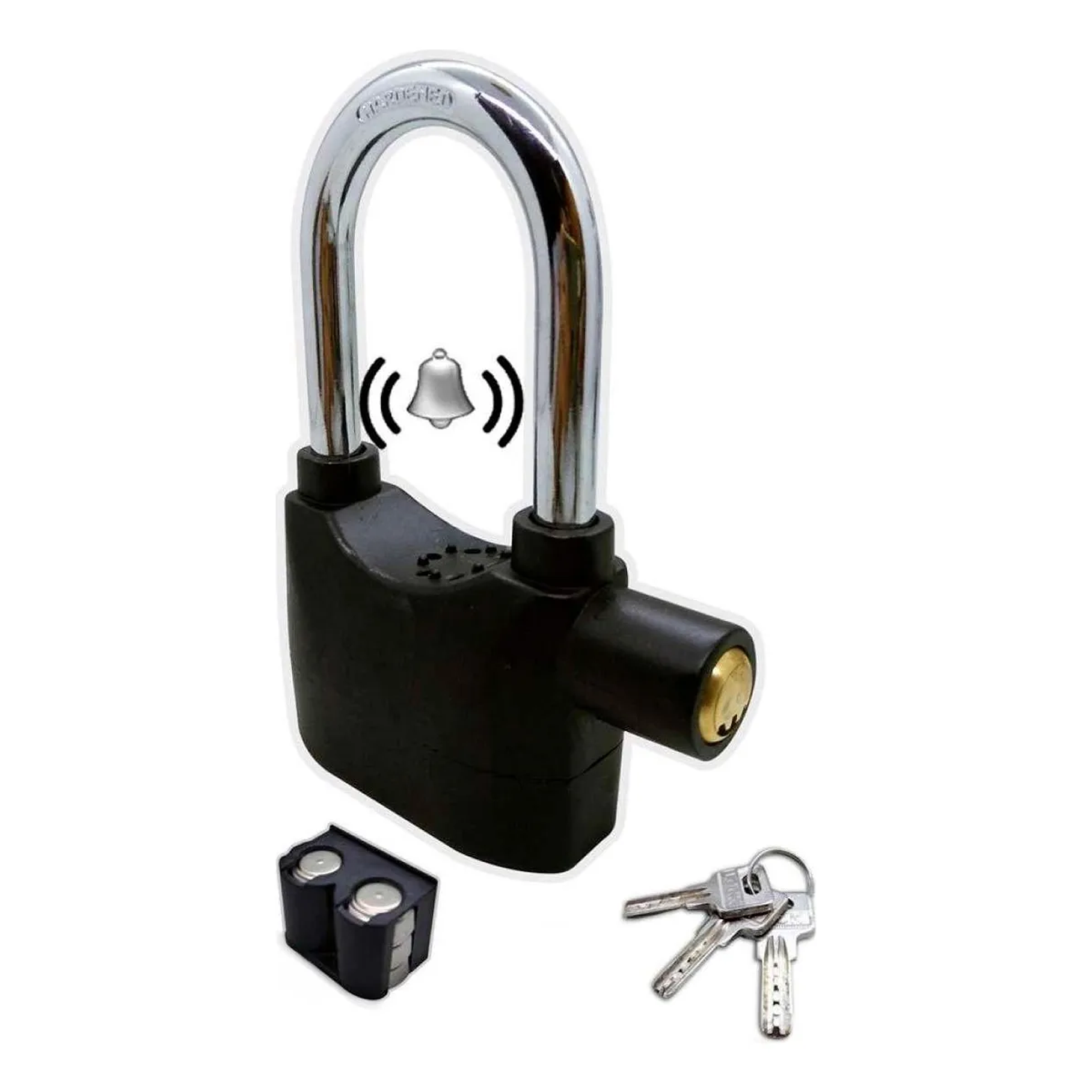 Candado Con Alarma De Sonido Con Disco Antirrobo a Pilas 3 Juego de Llaves 4