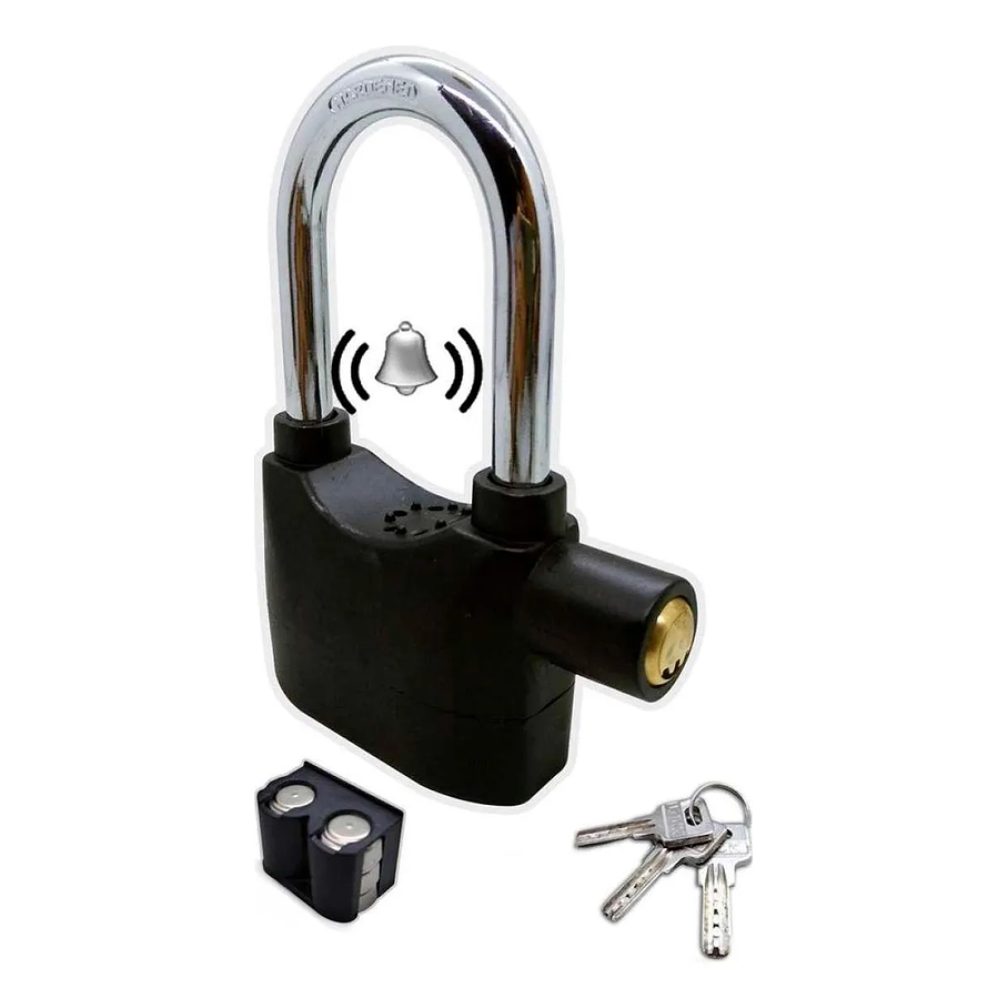 Candado Con Alarma De Sonido Con Disco Antirrobo a Pilas 3 Juego de Llaves 4