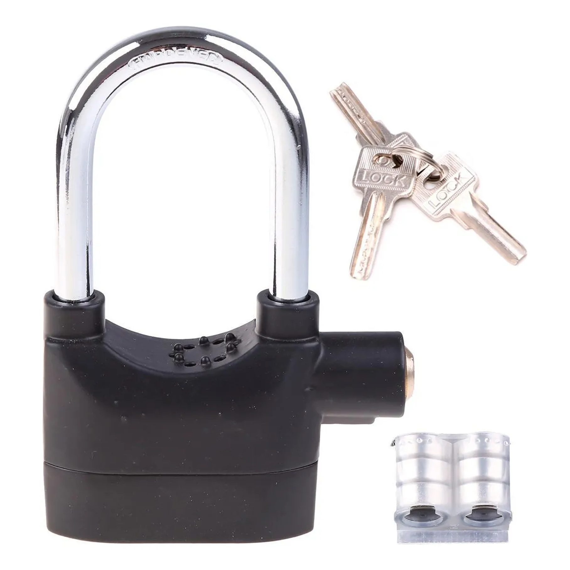 Candado Con Alarma De Sonido Con Disco Antirrobo a Pilas 3 Juego de Llaves 5