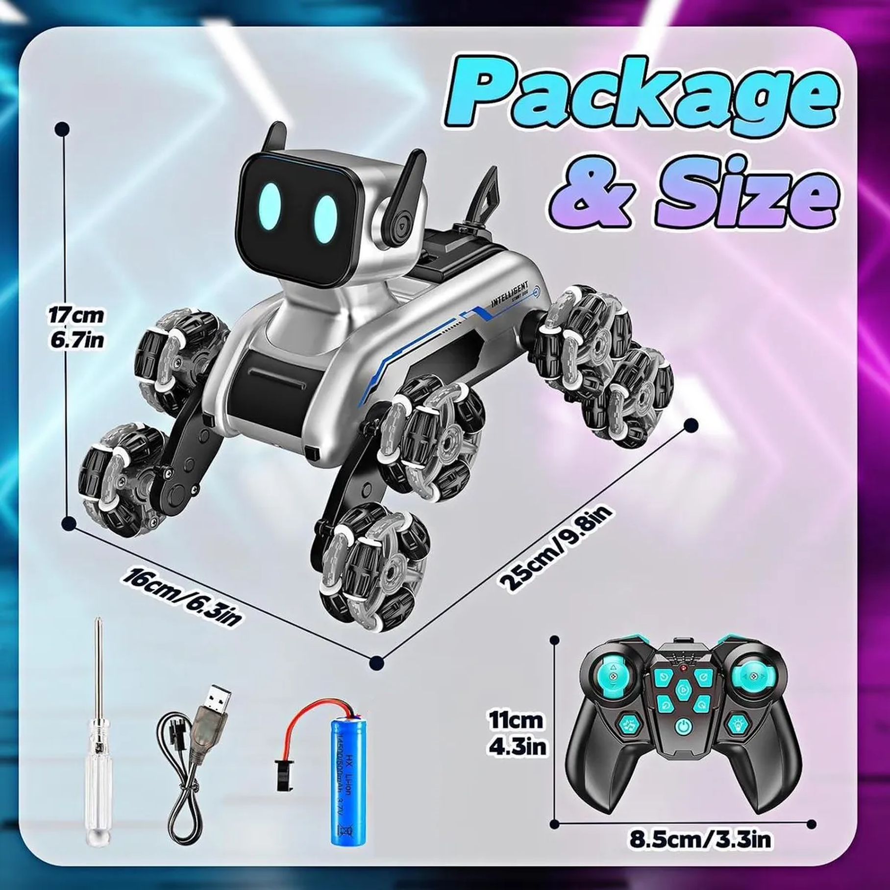 Perro Robot 360 Con Control Remoto Todo Terreno Con Luces Juguete Actualizado 3