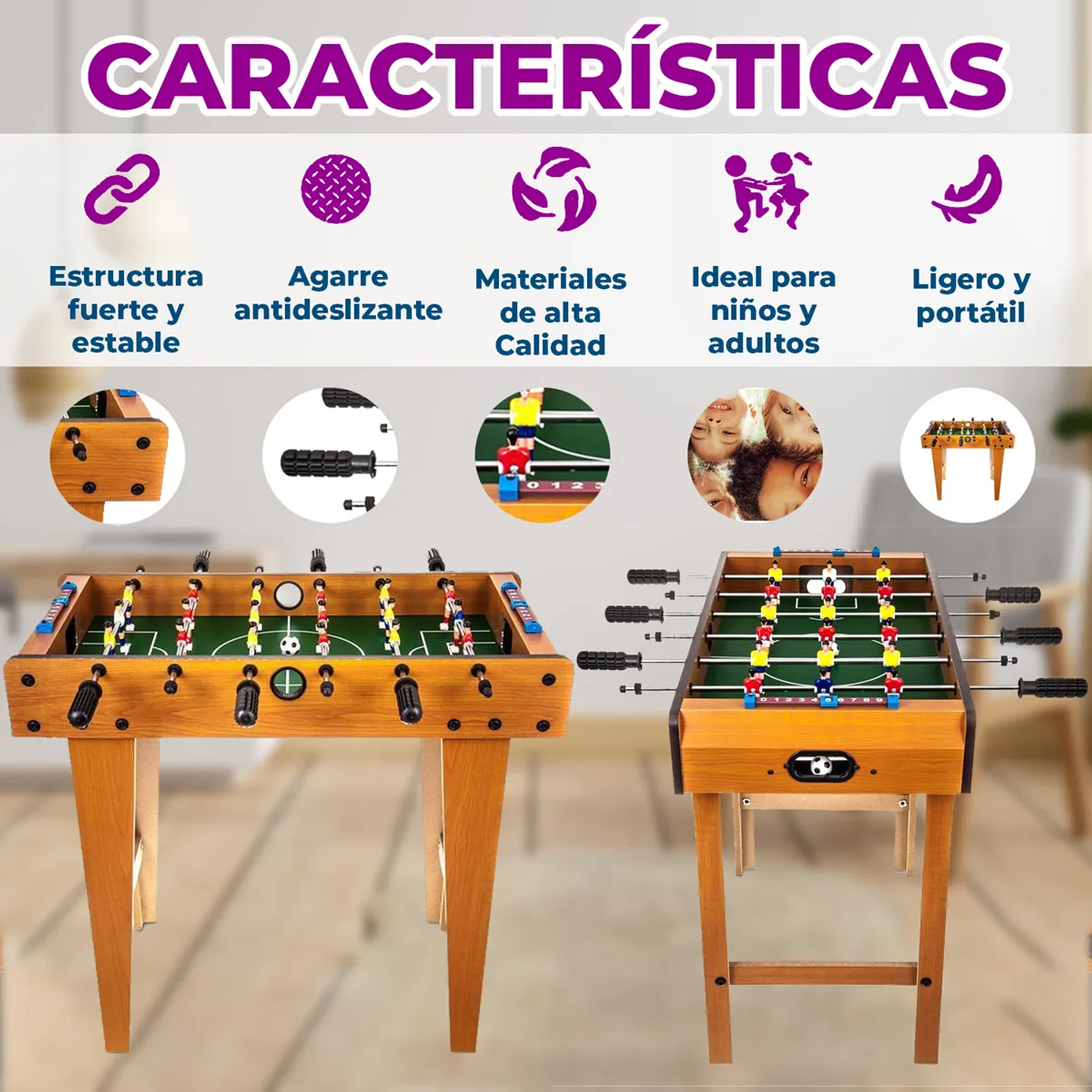 Futbol Mesa Taca Taca Con Patas Y Marcador Madera Mesa Niños  4