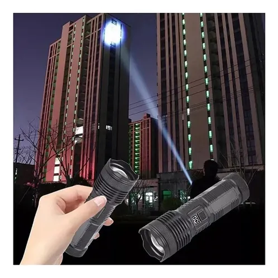 Linterna Recargable Luz Led De Bolsillo Pantalla Lcd Irm Linterna Negro Luz Blanco 3