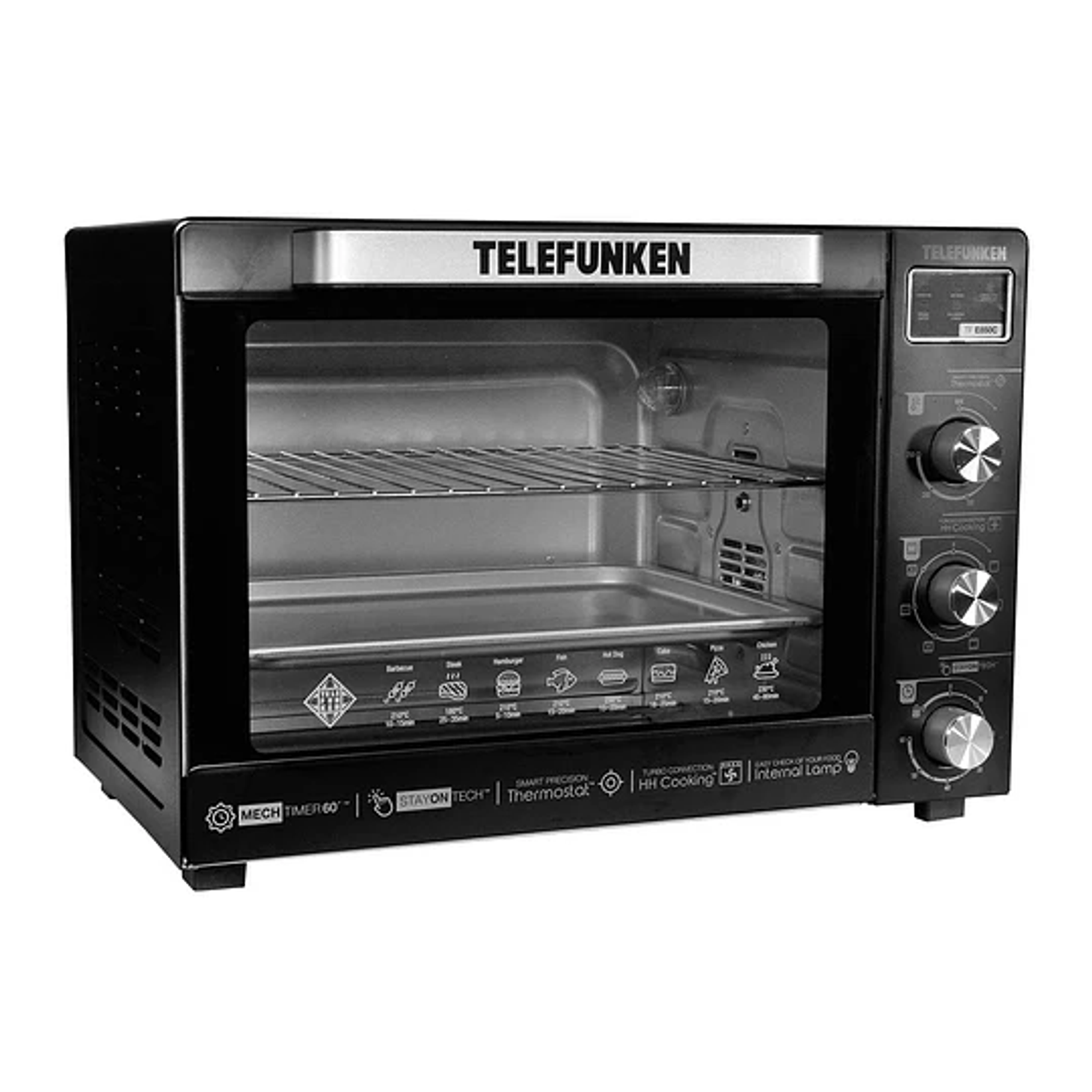 Horno de mesa eléctrico Telefunken TF E850C 80L Negro Capacidad 80 Litros 2200w 2