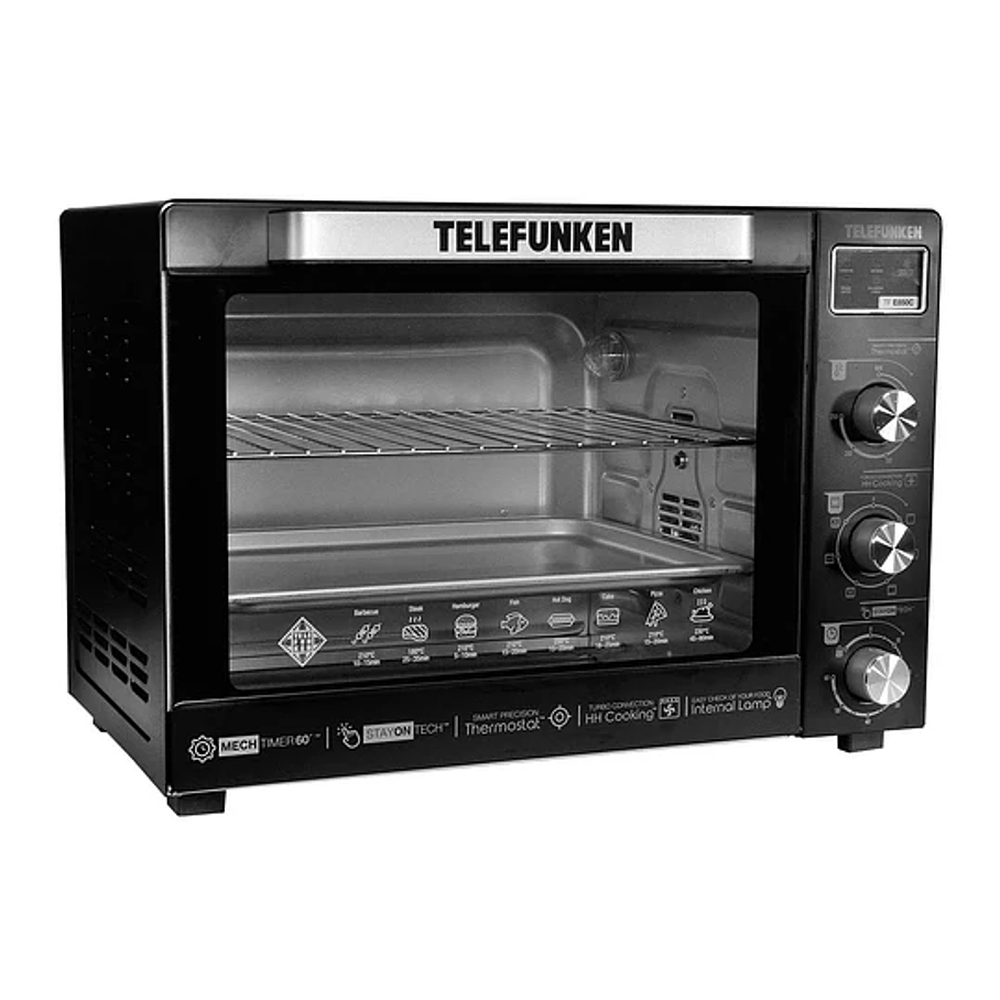 Horno de mesa eléctrico Telefunken TF E850C 80L Negro Capacidad 80 Litros 2200w 2