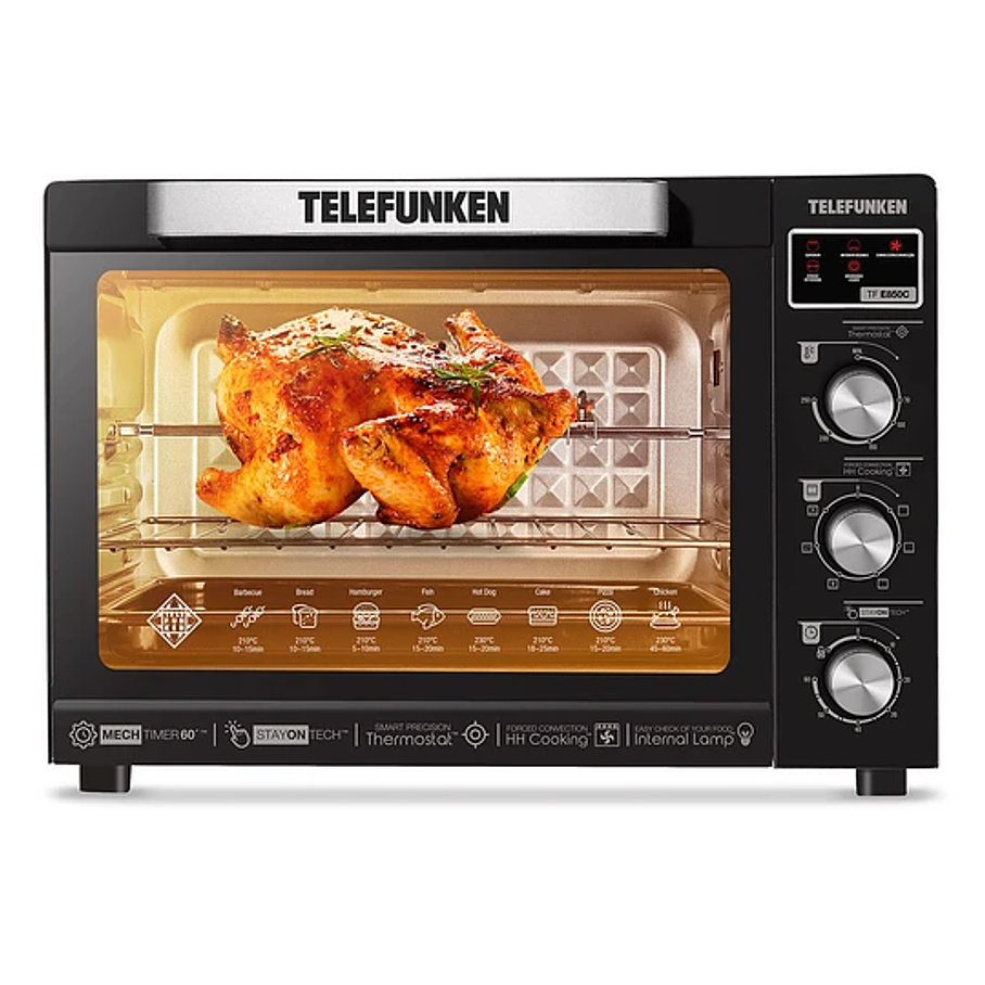 Horno de mesa eléctrico Telefunken TF E850C 80L Negro Capacidad 80 Litros 2200w 1