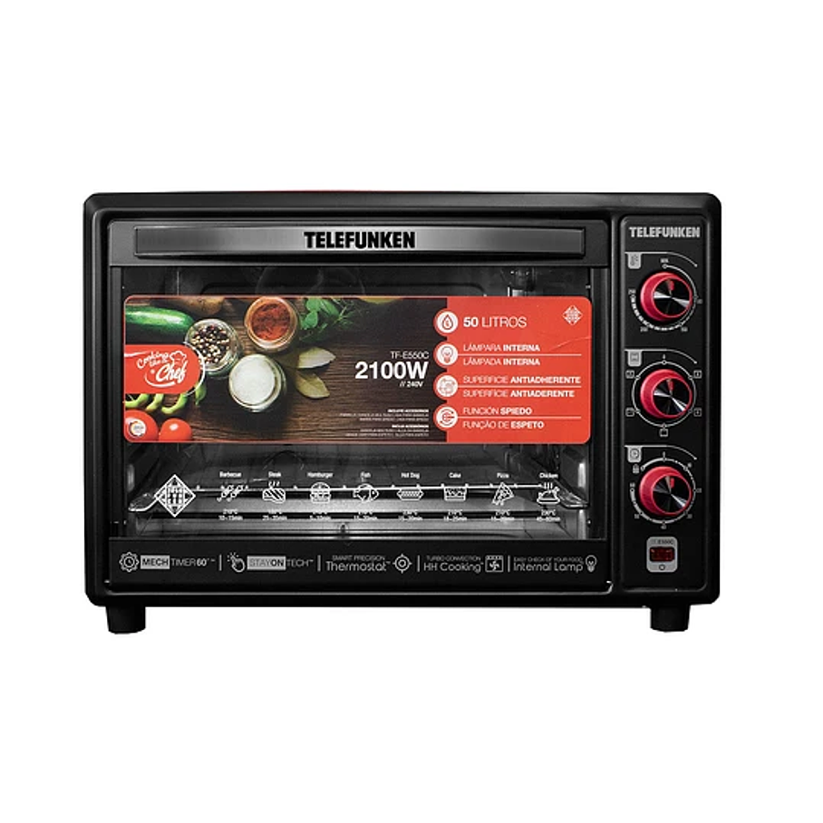 Horno Eléctrico Telefunken TF E550C 50 Lts 2100w 220v Horno Certificado 3