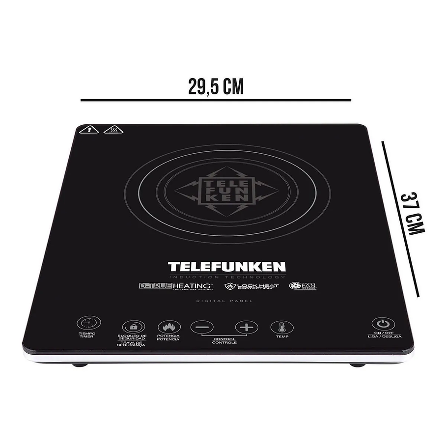 Cocinilla Eléctrica Por Inducción Telefunken TF AI9000 220v 2100w Potencia Táctil Vidrio 5