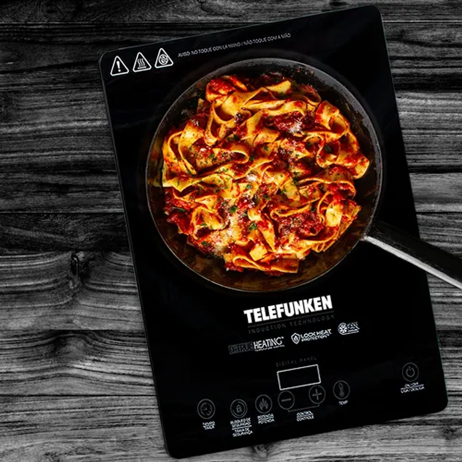 Cocinilla Eléctrica Por Inducción Telefunken TF AI9000 220v 2100w Potencia Táctil Vidrio 6