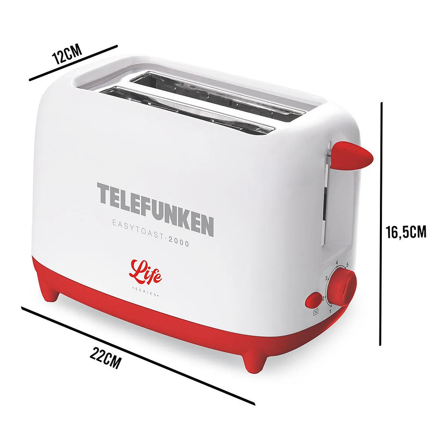 Tostador Telefunken EASYTOAST 2000 Tostador De Pan 2 Rebanadas Con Timmer 720w Color Blanco 6