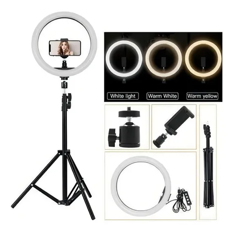 Aro De Luz Led Grande 26 cm Con Tripode 2.1m Aros De Luz Led 1