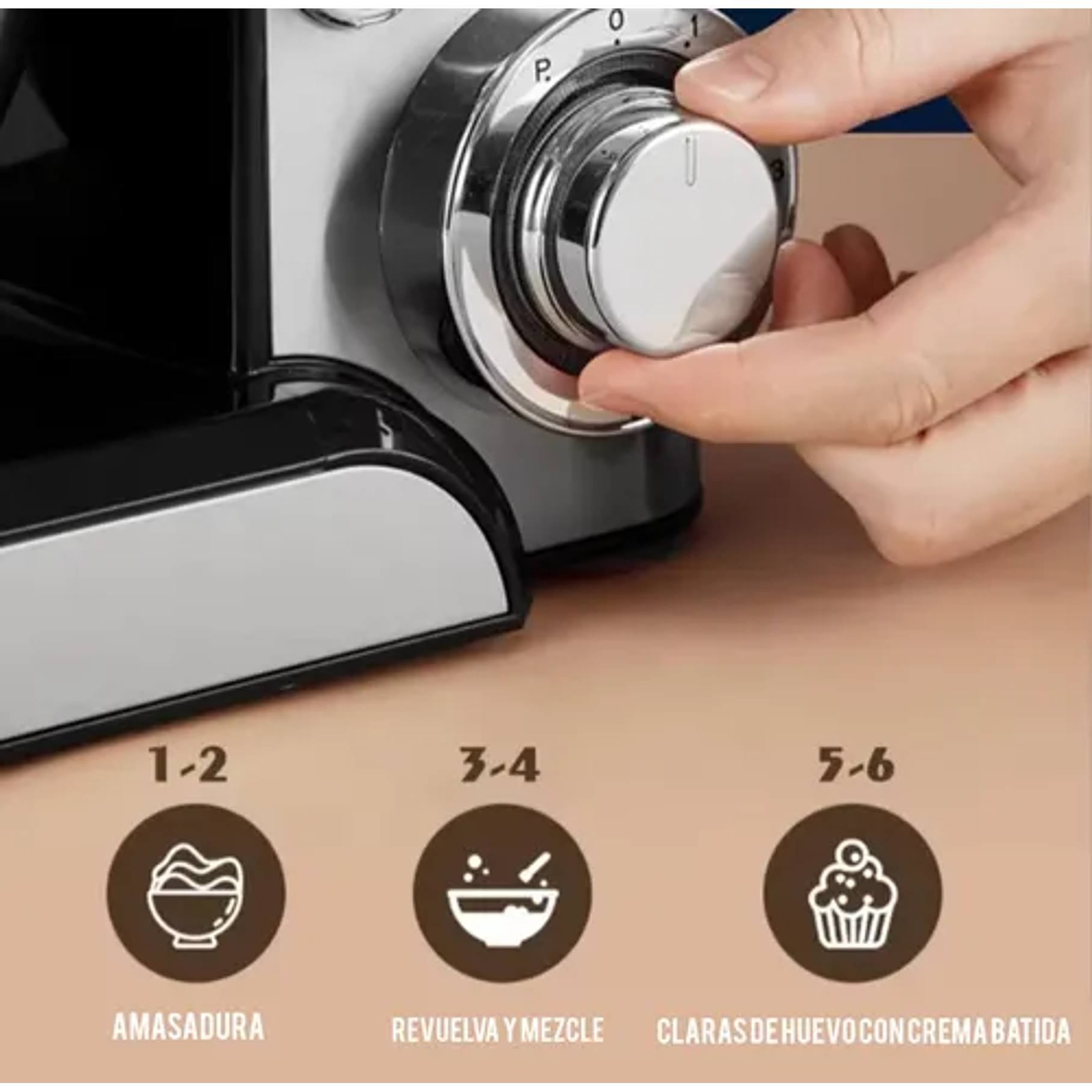 Batidora Pedestal Eléctrica Batidora De Pie Acero Inoxidable Color Plateado 5,8 Lts Acero Inoxidable 3