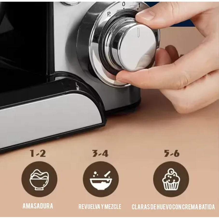 Batidora Pedestal Eléctrica Batidora De Pie Acero Inoxidable Color Plateado 5,8 Lts Acero Inoxidable 3