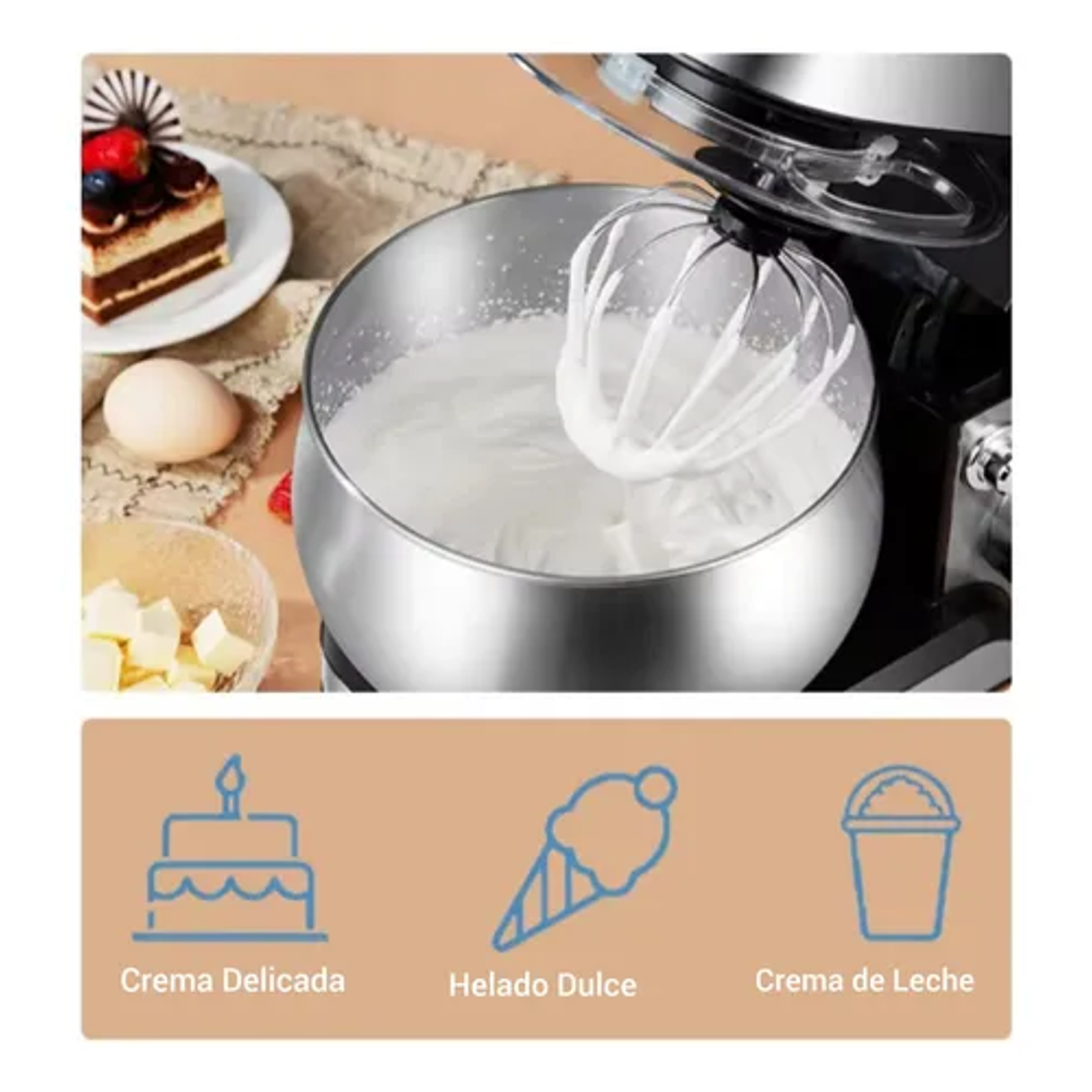 Batidora Pedestal Eléctrica Batidora De Pie Acero Inoxidable Color Plateado 5,8 Lts Acero Inoxidable 6