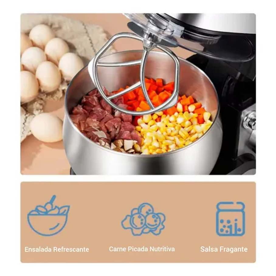 Batidora Pedestal Eléctrica Batidora De Pie Acero Inoxidable Color Plateado 5,8 Lts Acero Inoxidable 7