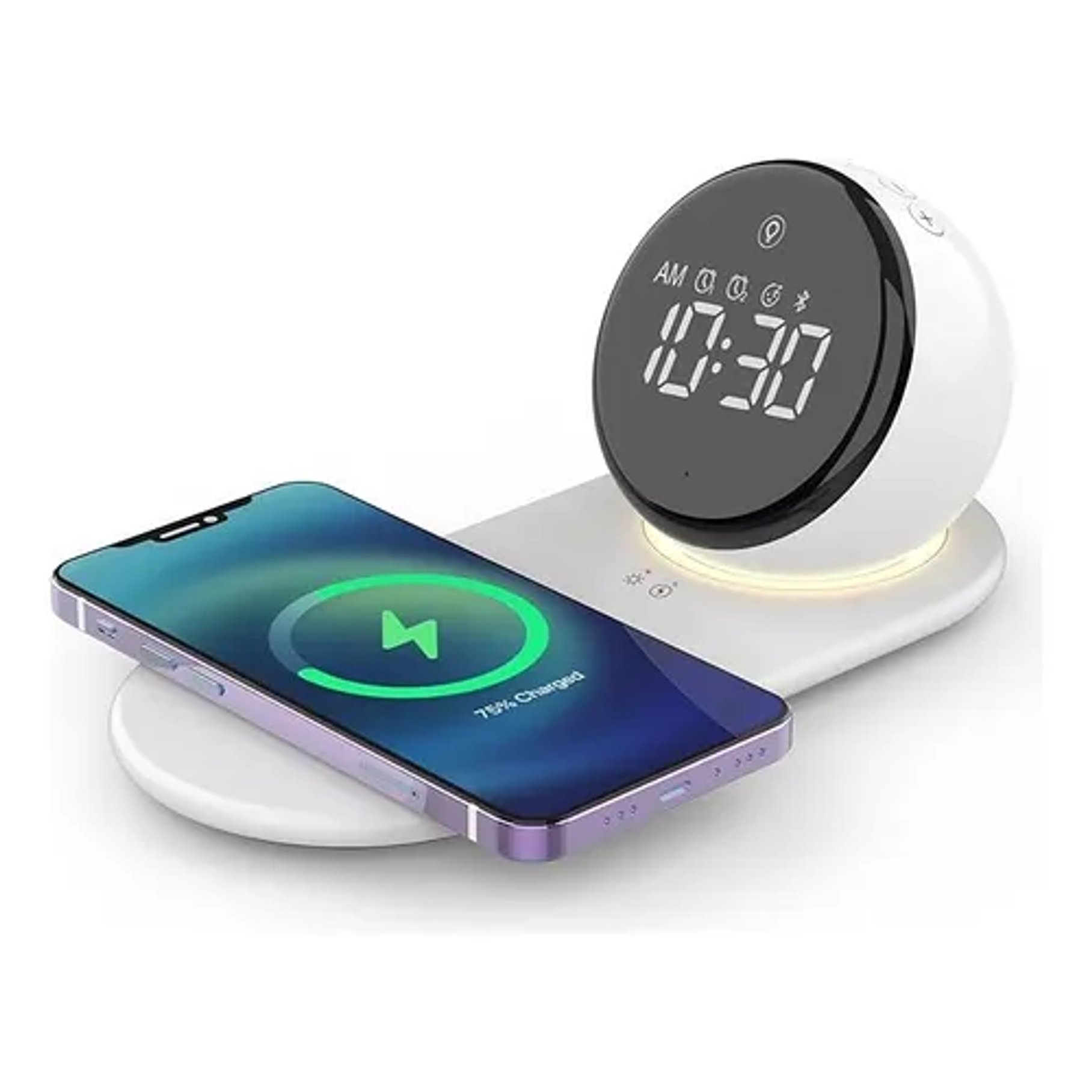 Cargador Inalámbrico Despertador Vidvie Compatible Con Todos Los Celulares Carga Rápida 15W Reloj Parlante Bluetooth  2