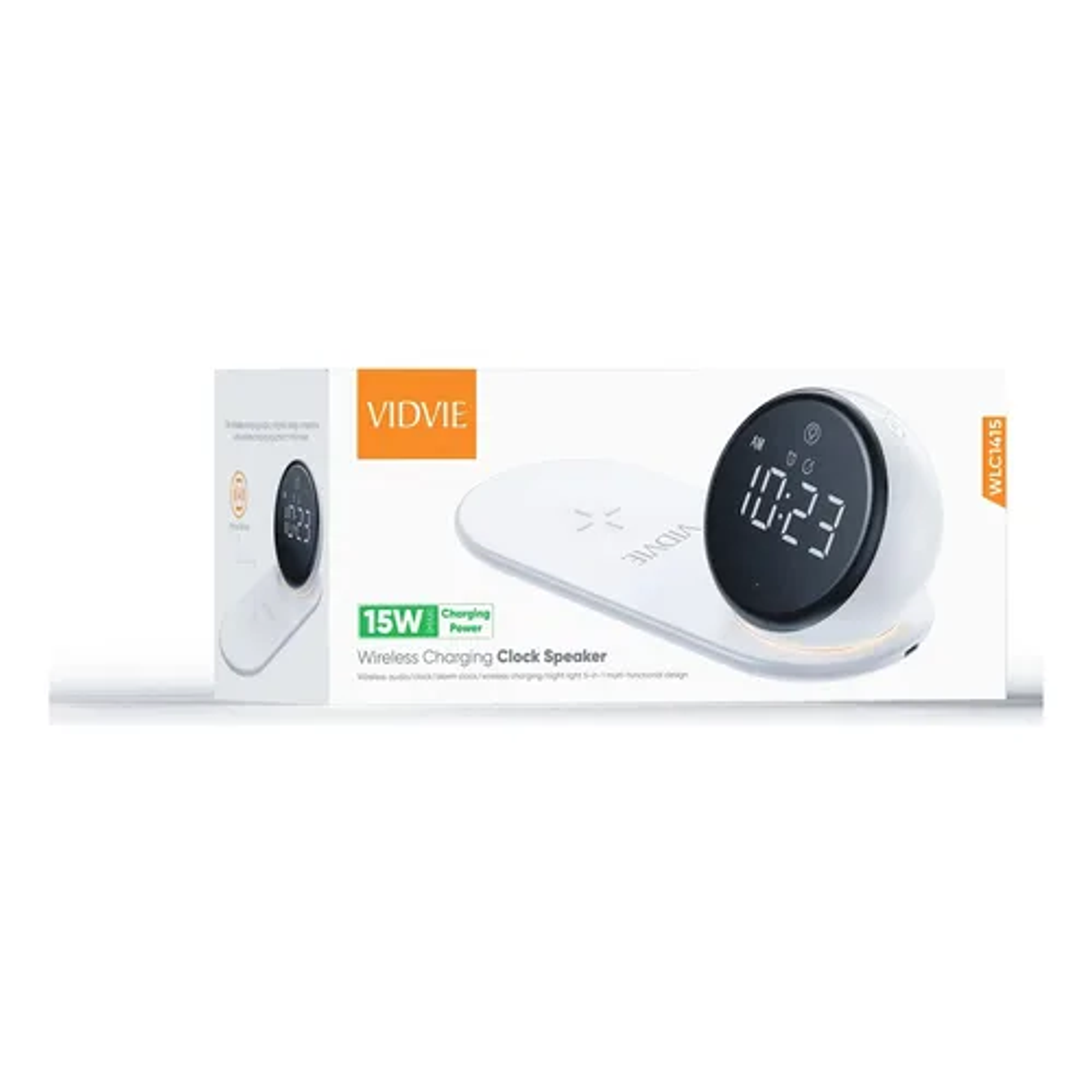 Cargador Inalámbrico Despertador Vidvie Compatible Con Todos Los Celulares Carga Rápida 15W Reloj Parlante Bluetooth  3