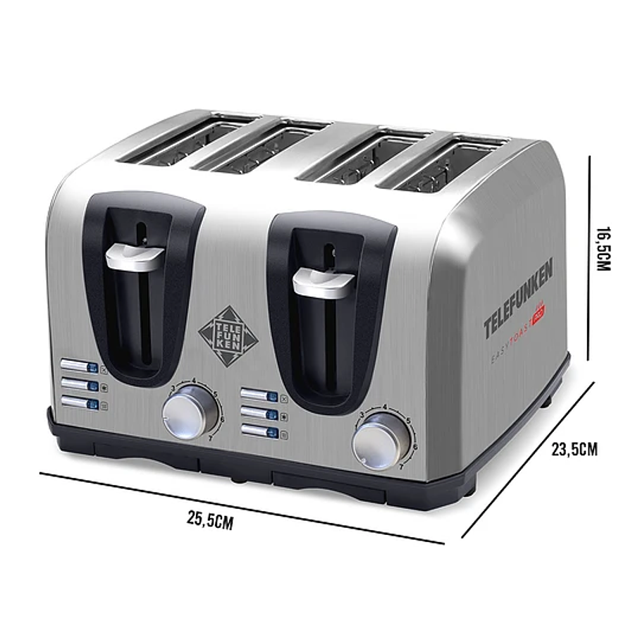 Tostador Eléctrico 4 Rebanadas Acero Color Gris Easytoast Pro Potencia 1450W 6
