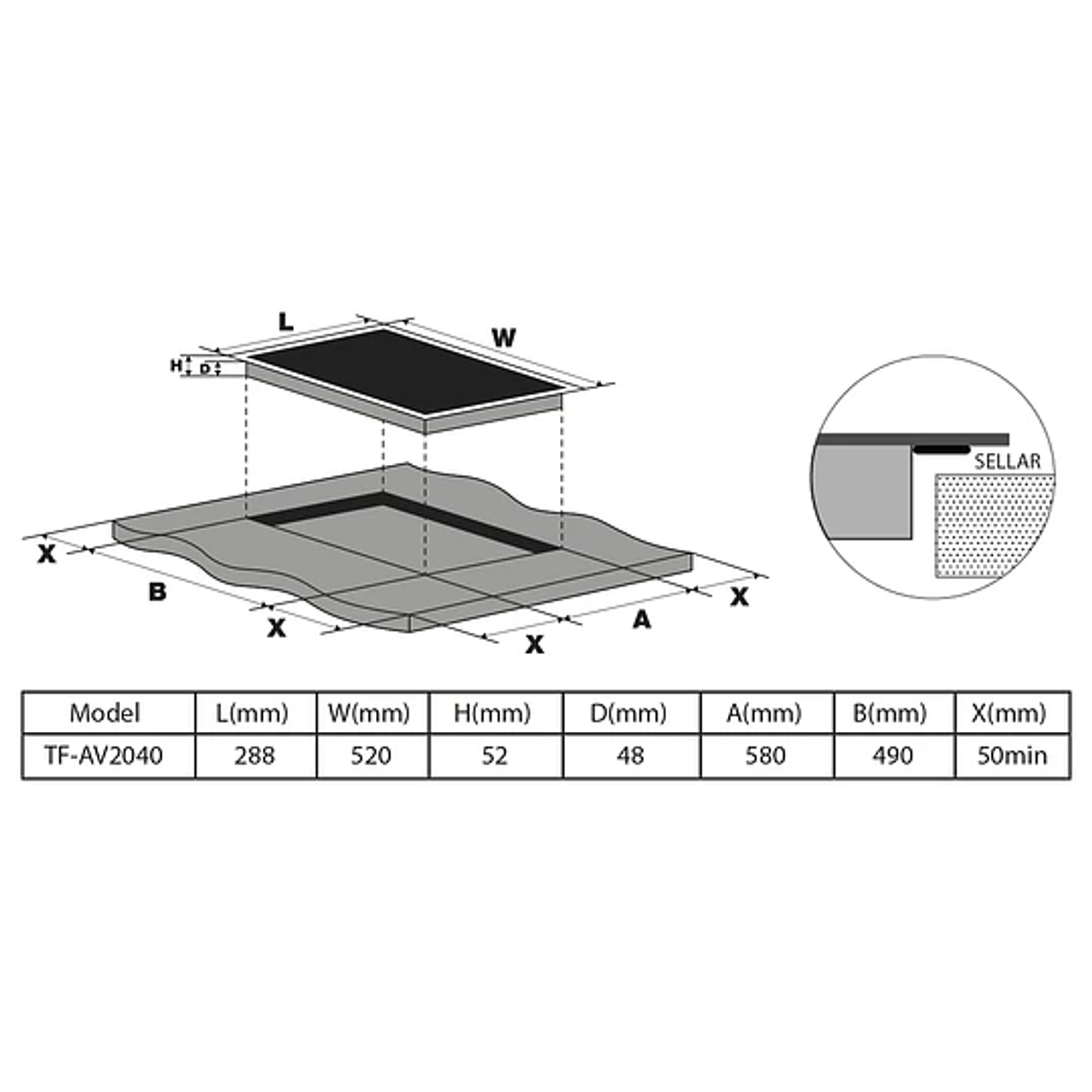 Encimera Empotrada Vitrocerámica TF-AV2040 Cocina Eléctrica Vidrio 5