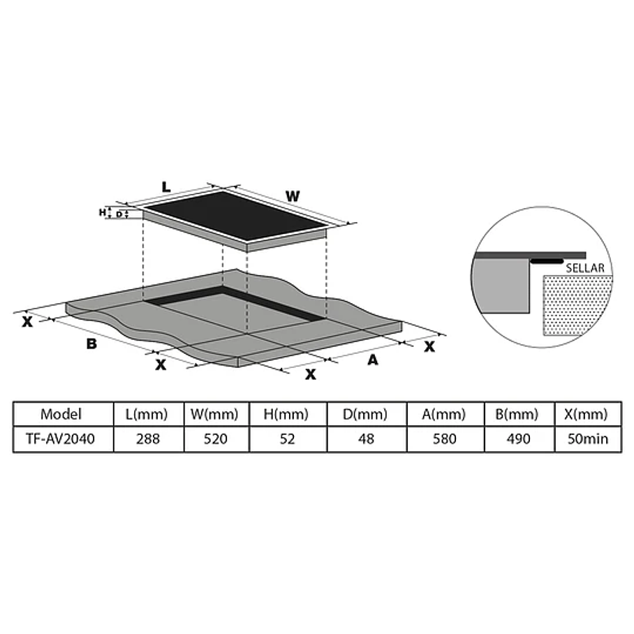 Encimera Empotrada Vitrocerámica TF-AV2040 Cocina Eléctrica Vidrio 5