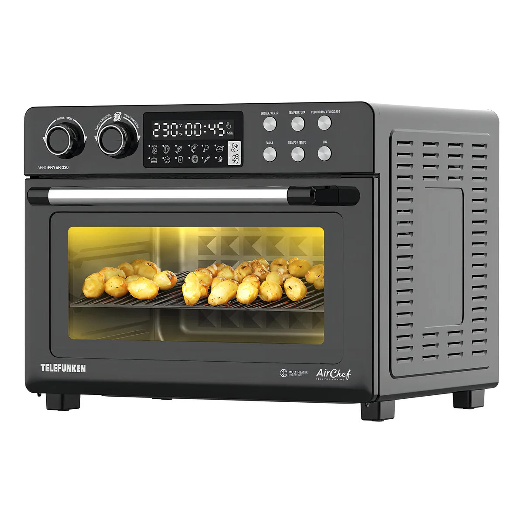 Freidora De Aire Horno Telefunken Aerofryer 320 Digital 32lt Color Gris Oscuro AirChef 1