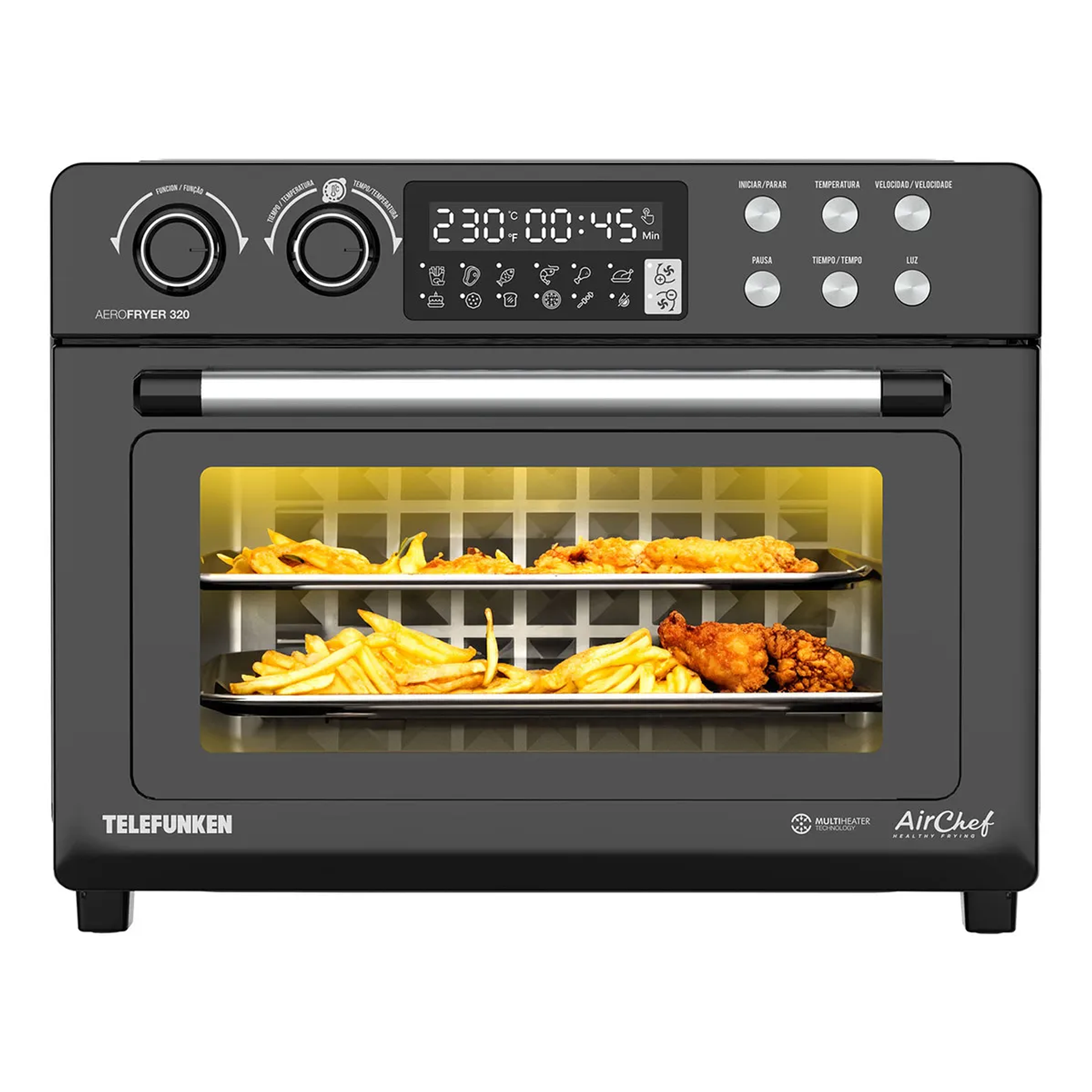 Freidora De Aire Horno Telefunken Aerofryer 320 Digital 32lt Color Gris Oscuro AirChef 2