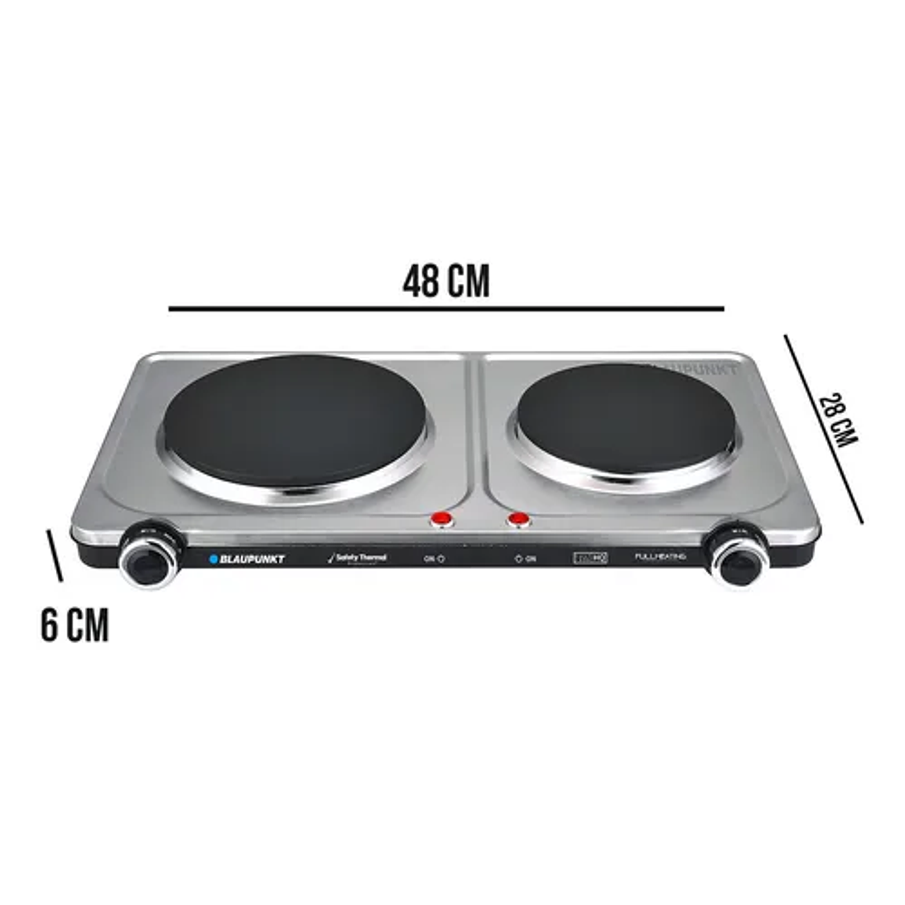 Encimera Con Alimentación Eléctrica - Blaupunkt Bp-ae12900 Color Plateado - 2 Hornillas 6