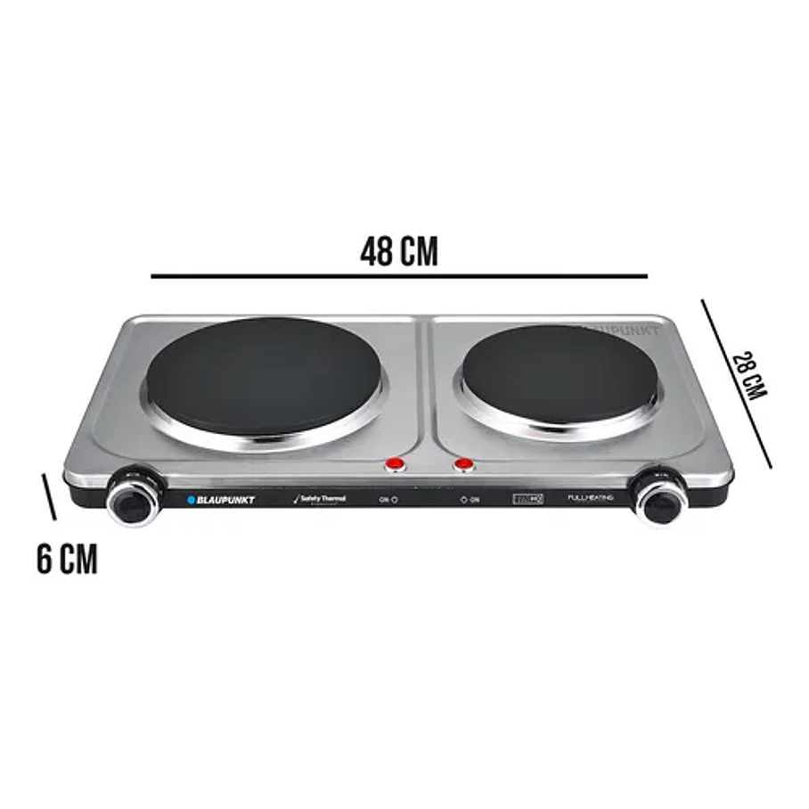 Encimera Con Alimentación Eléctrica - Blaupunkt Bp-ae12900 Color Plateado - 2 Hornillas 6