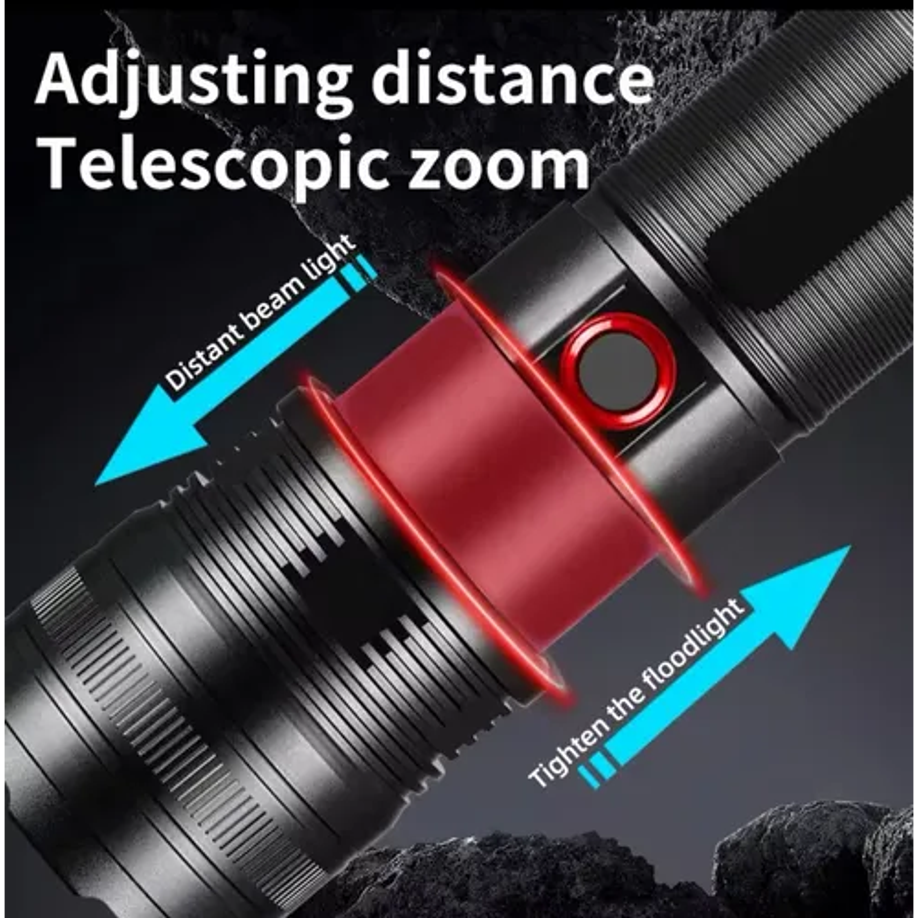 Linterna Gran Potencia Recargable Tactica Con Zoom 2000lm Linterna Negro Luz Blanco 6