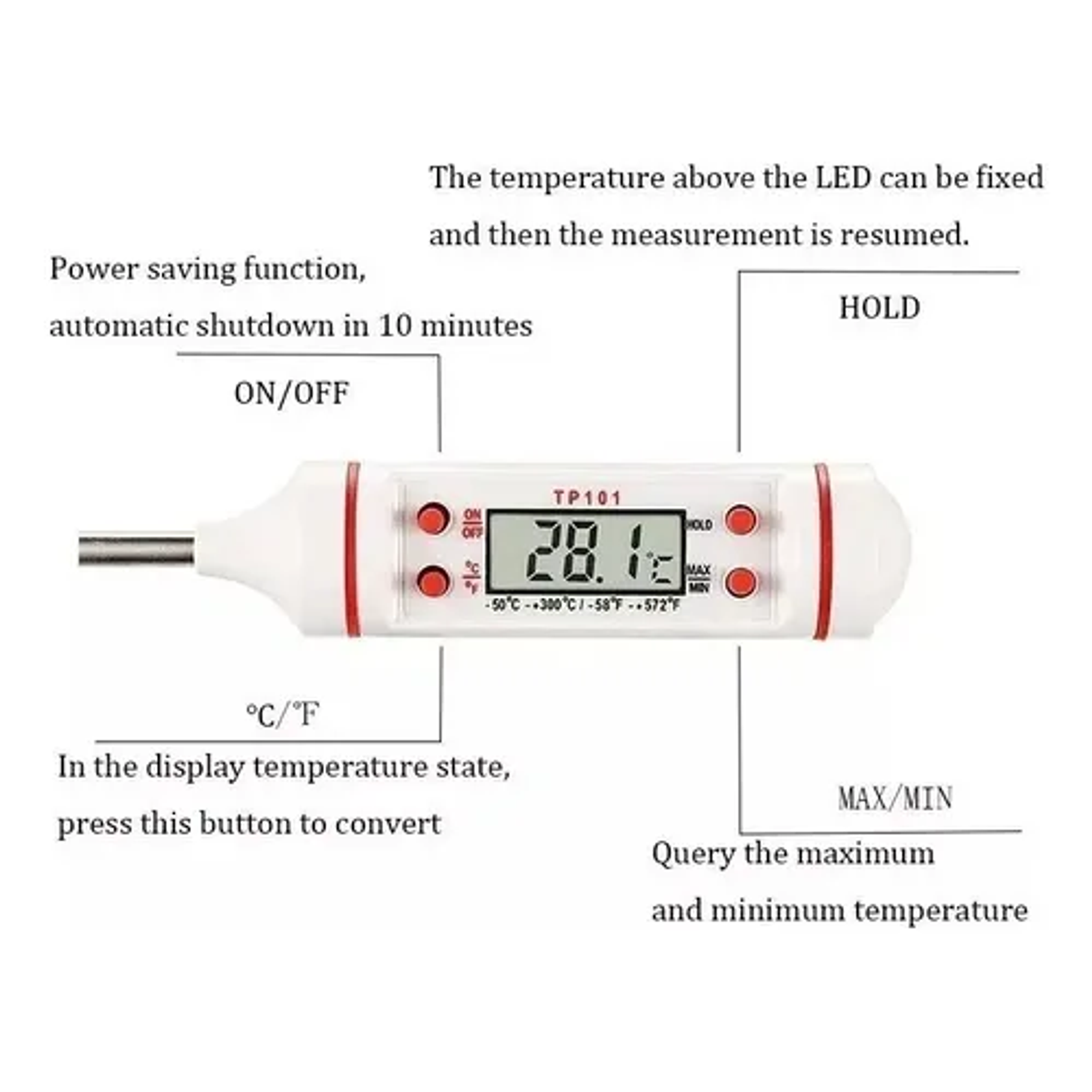 Termómetro Digital De Cocina Gastronómico Color Negro 6