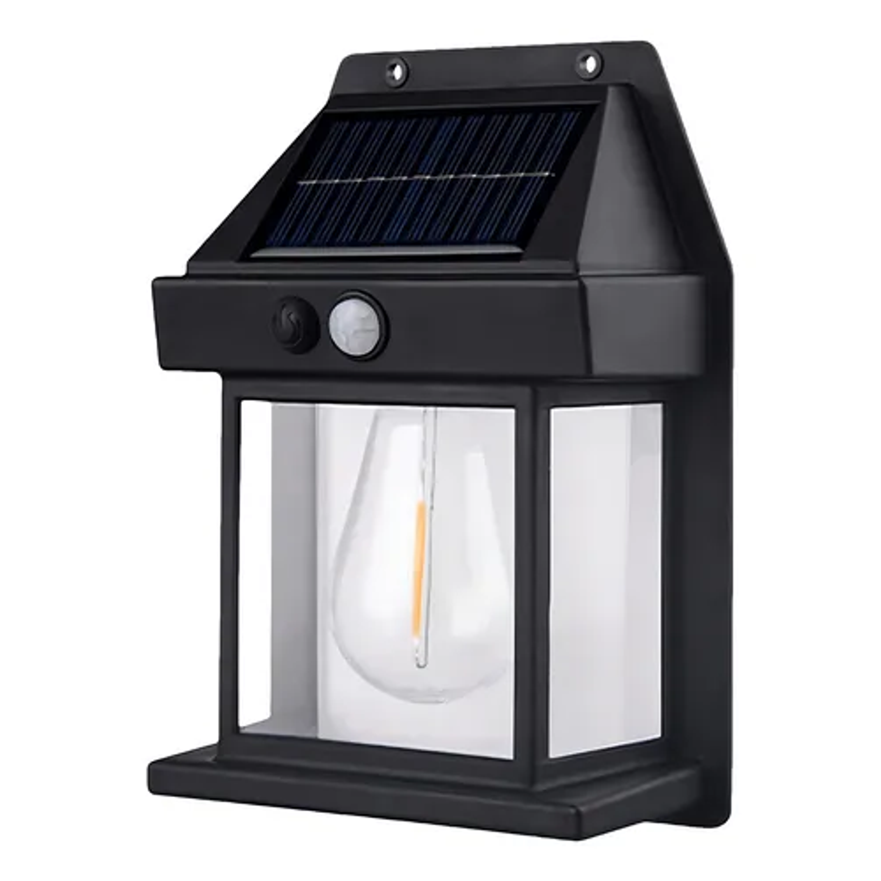 Aplique Farol Solar De Pared Sensor Movimiento Luz Cálida Exterior Estructura Negro 1