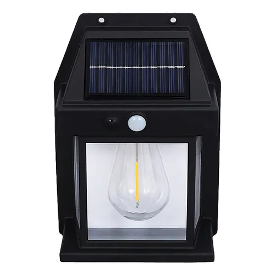 Aplique Farol Solar De Pared Sensor Movimiento Luz Cálida Exterior Estructura Negro 5