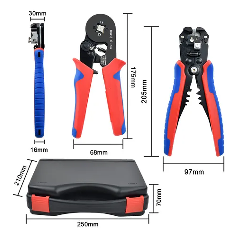 Herramienta Crimpeadora Alicate Prensa Pelacable + 1200 Terminales 6