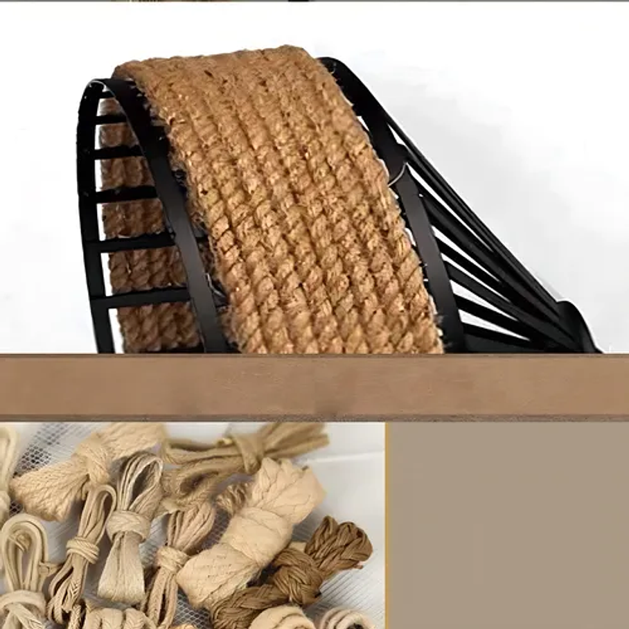 Lampara Colgante Con Cuerda Cáñamo - Metal Rustica Colgante Estructura Negro 9