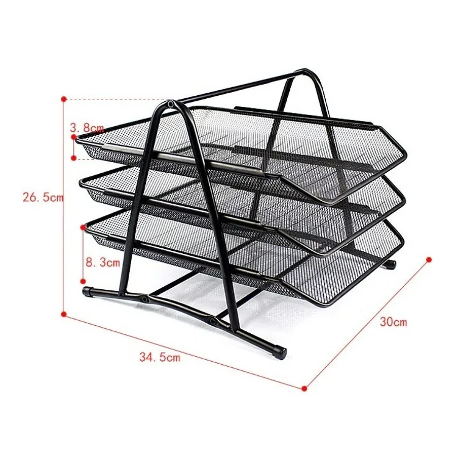 Bandeja Organizador Oficina Documentos Escritorio Metal 3 Niveles 3