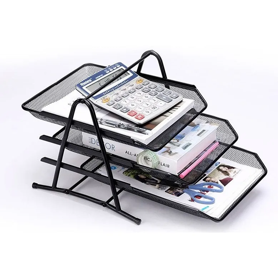Bandeja Organizador Oficina Documentos Escritorio Metal 3 Niveles 4