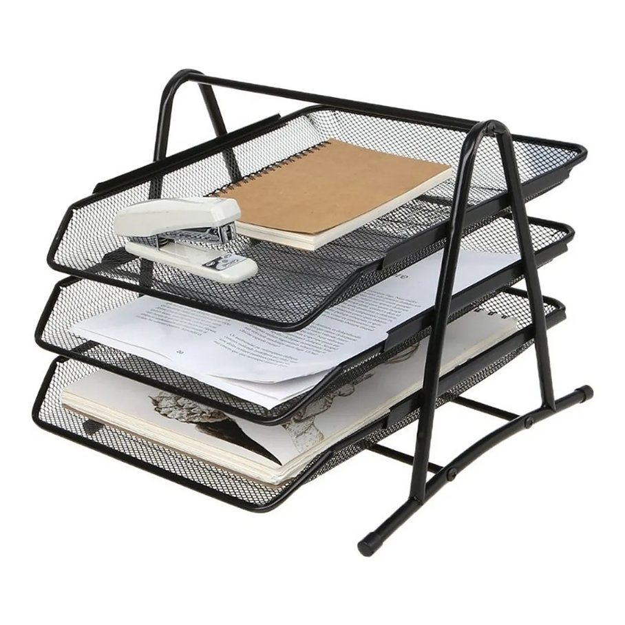 Bandeja Organizador Oficina Documentos Escritorio Metal 3 Niveles 1