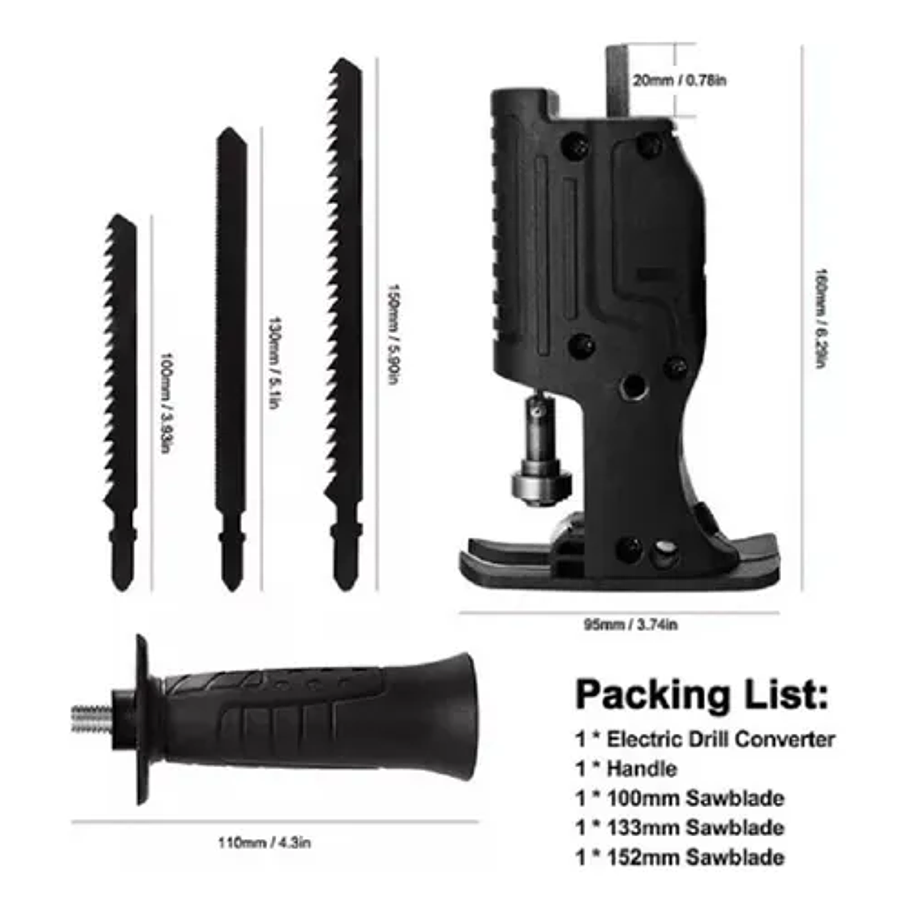Adaptador Taladro Sierra Sable Reciproca Convertidor Cambio 3
