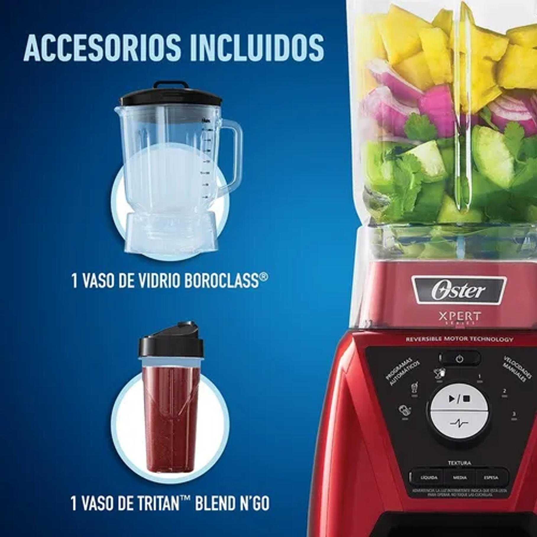 Licuadora Xpert Series Control Textura Blend N Go Blst3brpg Color Rojo Oster 5