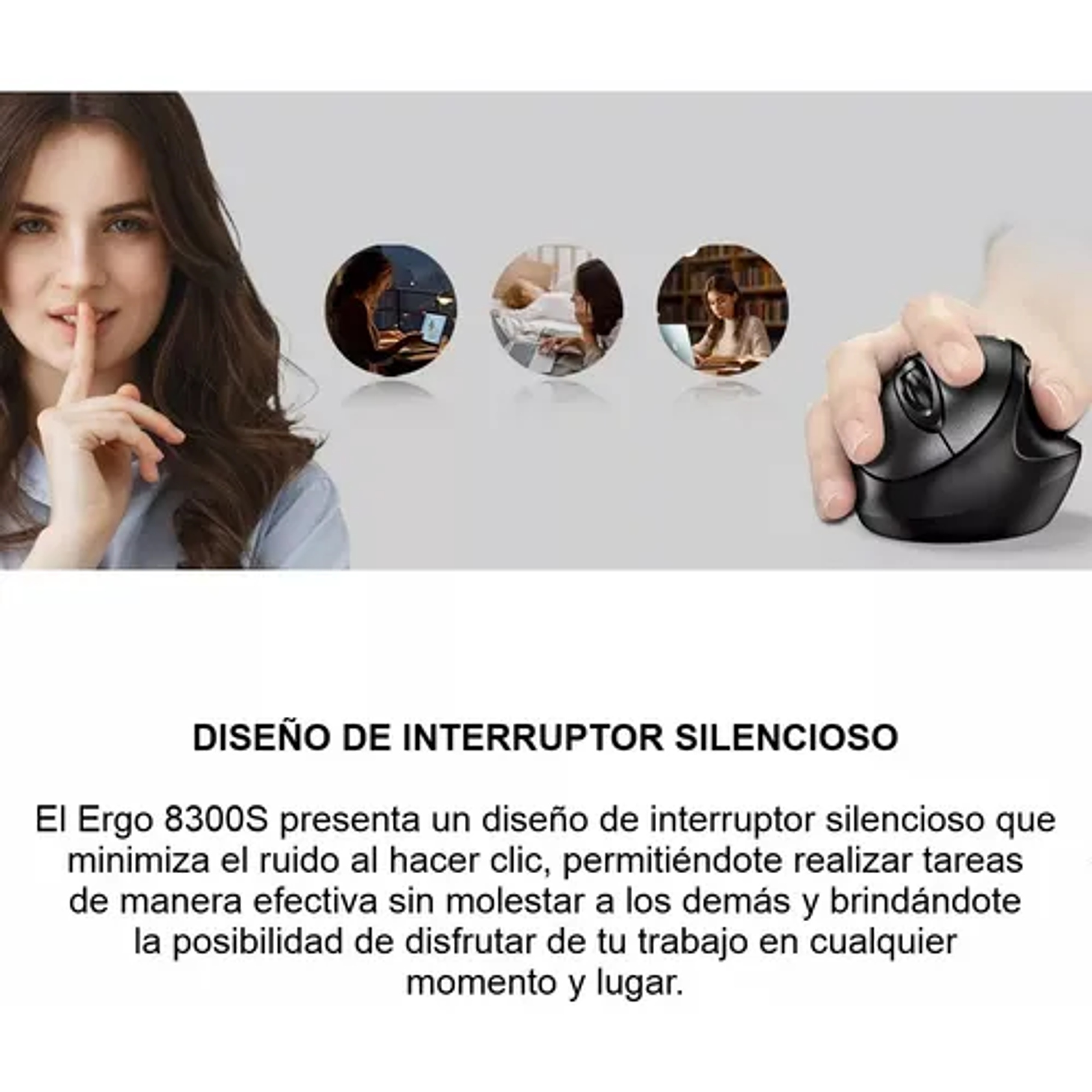 Mouse Genius Ergo 8300s Wireless Vertical 7-bot Ergonomico Color Negro 6