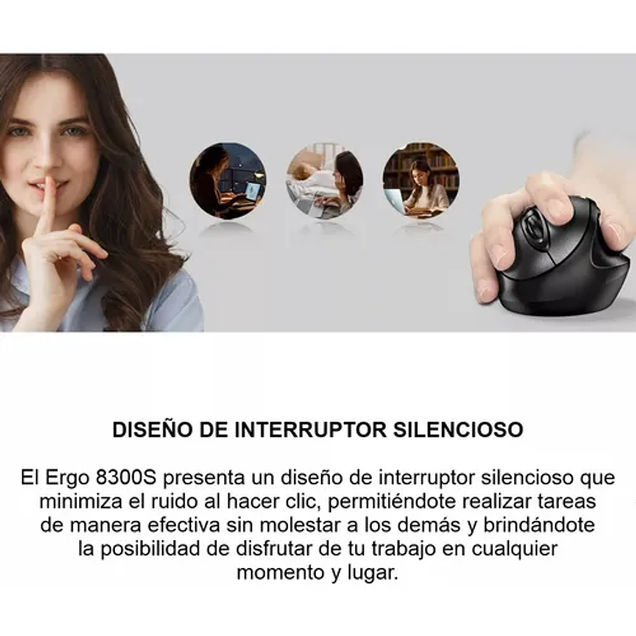 Mouse Genius Ergo 8300s Wireless Vertical 7-bot Ergonomico Color Negro 6