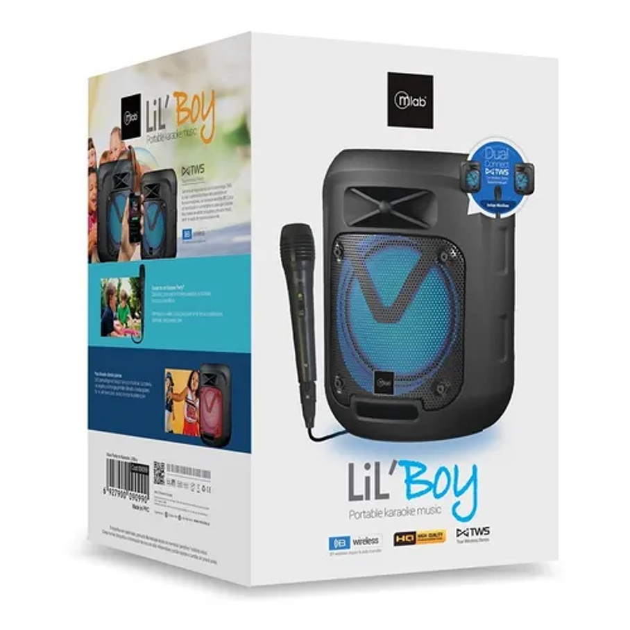 Parlante Mlab Lilboy Portable Karaoke Tws Bluetooth Negro Colores RGB 3