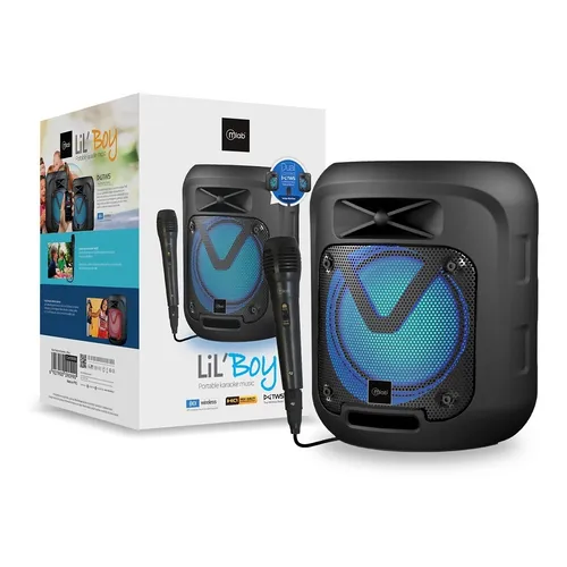 Parlante Mlab Lilboy Portable Karaoke Tws Bluetooth Negro Colores RGB 1