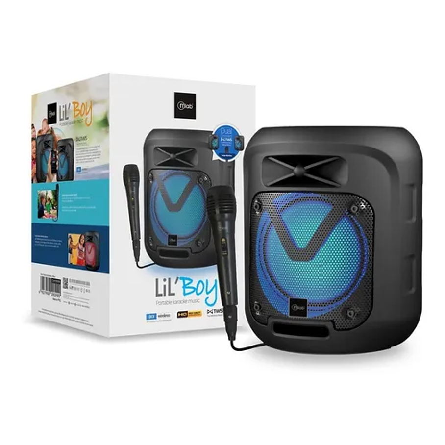 Parlante Mlab Lilboy Portable Karaoke Tws Bluetooth Negro Colores RGB 1
