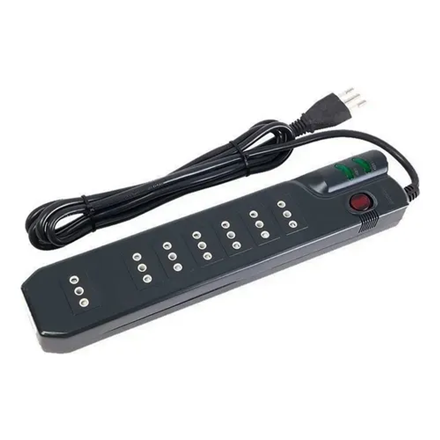 Alargador Protector De Voltaje 3 Metros Mlab 9305 Color Negro Certificado 1400w 7 Salidas 2