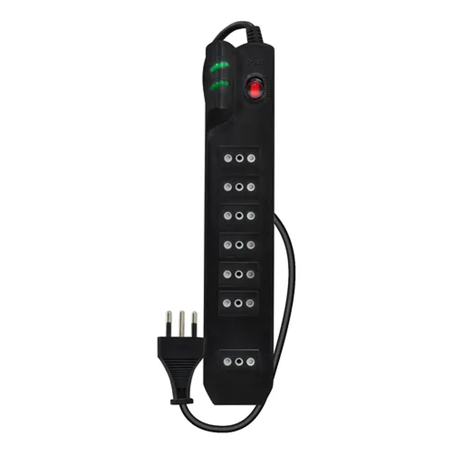 Alargador Protector De Voltaje 3 Metros Mlab 9305 Color Negro Certificado 1400w 7 Salidas 3